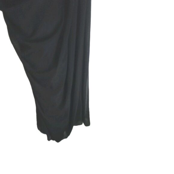 Tadashi Shoji Maxi Dress Sz Small Ruched Pleated Maxi Formal Black Off Shoulder - Picture 4 of 7